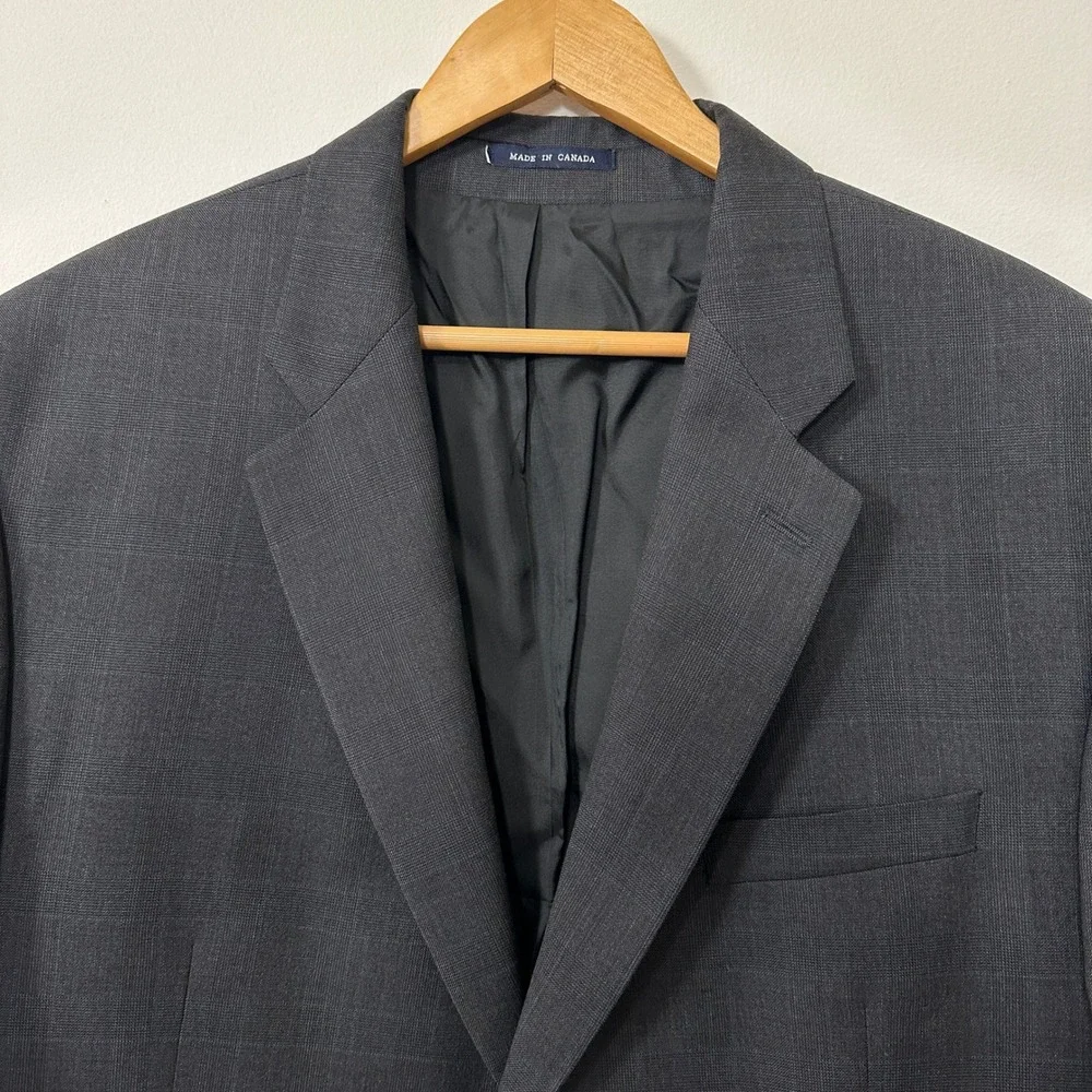 VTG 90s Ralph Lauren Wool Suit Set‎ 48R 43x31 Gray Glen Plaid Power Suit Canada